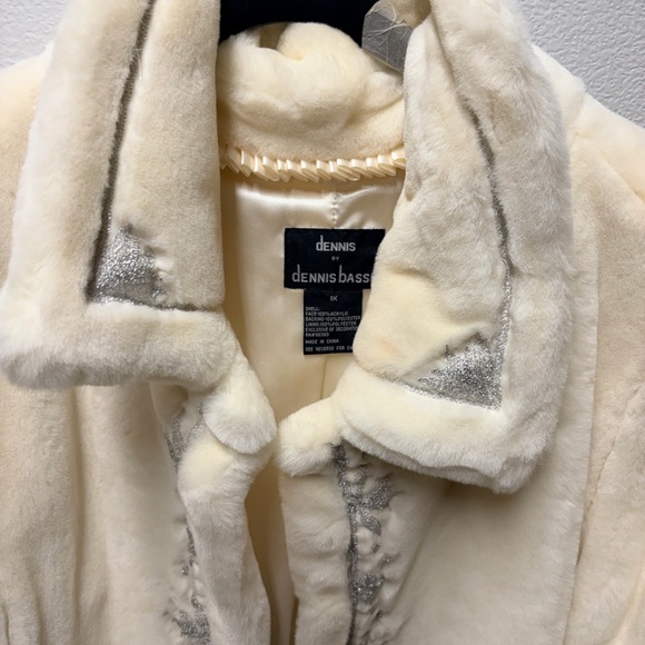 Dennis Basso Ivory Teddy Jacket Faux Fur elegant - Picture 7 of 8